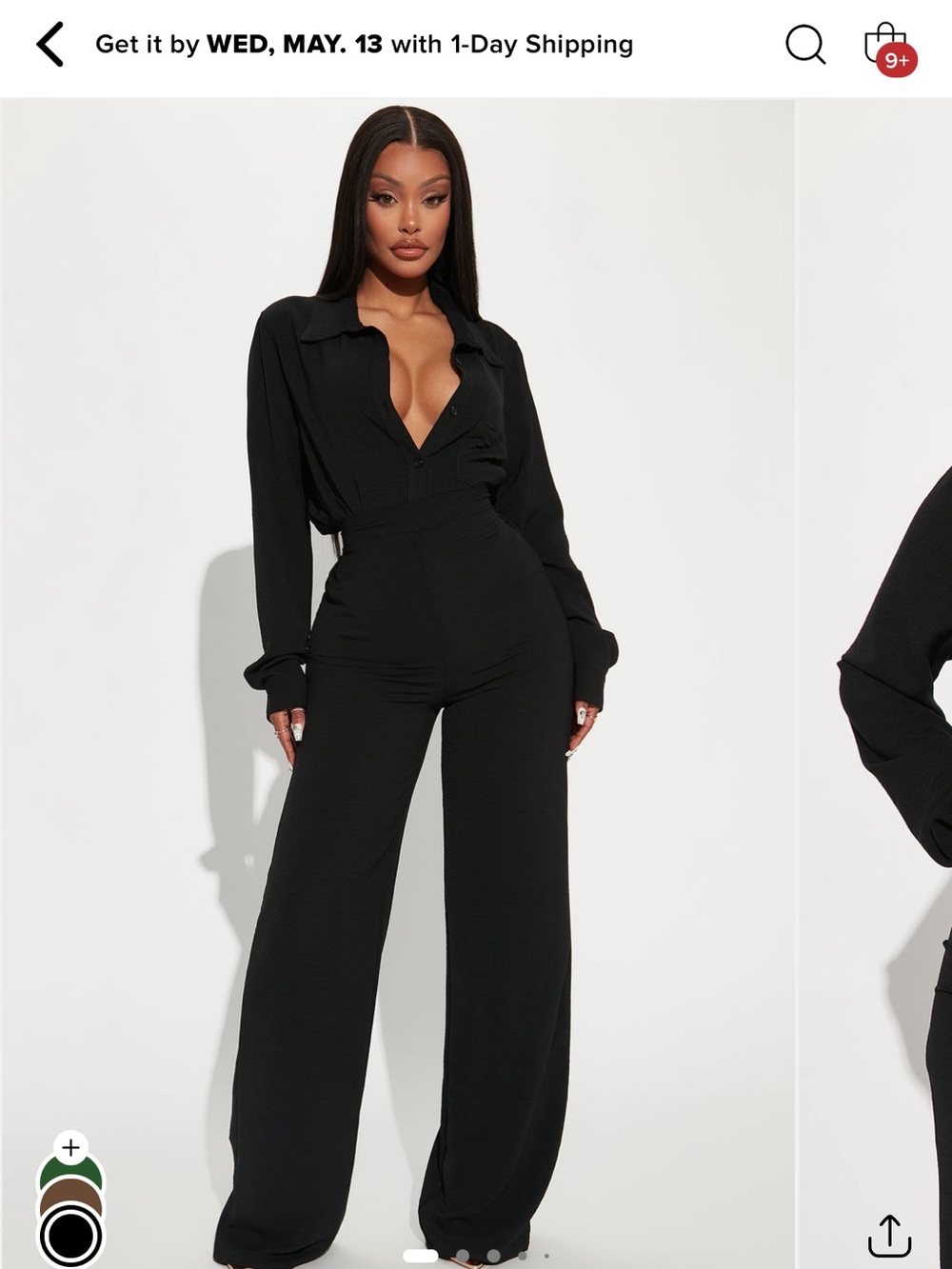 kenzie Black Wide-Leg Pant Set - Picture 3 of 3
